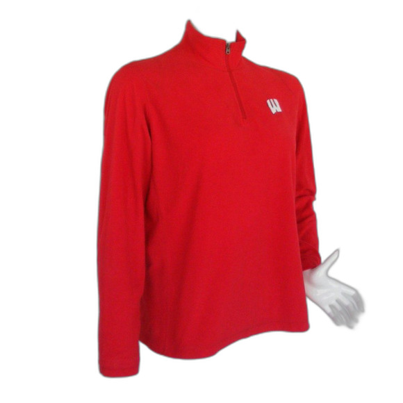 Columbia WISCONSIN Fleece, XL, University of W Logo, Long sleeve, Pullover Red - Picture 3 of 11